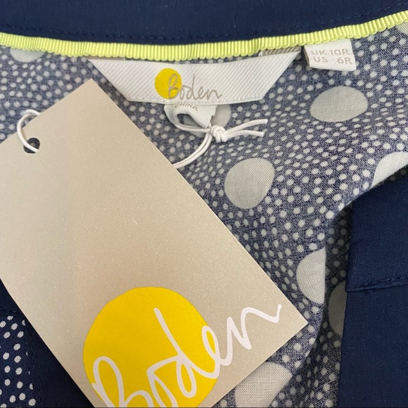 Boden Jodie Kaftan Cover Up Blouse Tunic Navy Blue Polka Dot Size 6R NEW - Picture 5 of 7